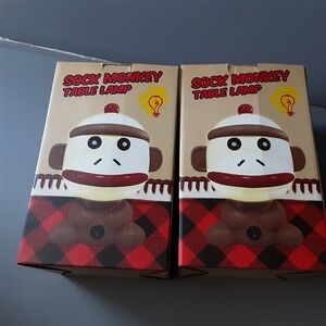 The set of 2 Sock Monkey Table Lamp
